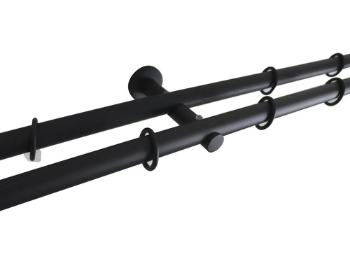 Dvojitá záclonová tyč s kroužky pro dekoraci oken