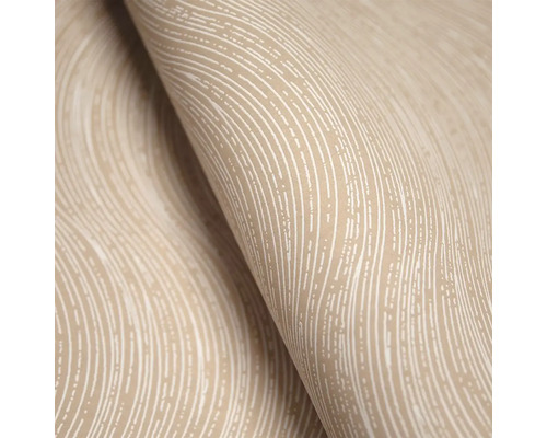 Tapeta s lineárním vzorem v béžové a bílé barvě