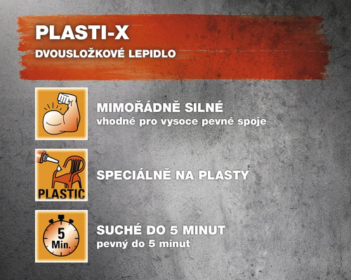 Informace o produktu dvousložkového lepidla Plasti-X
