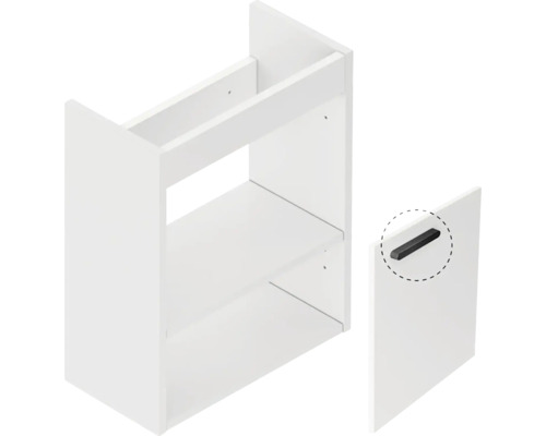 Bílá spodní skříňka se dvěma policemi a úchytkou