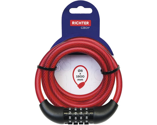 Richter CZECH lankový zámek na kolo, průměr 8 mm, délka 1800 mm