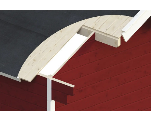 Detailní pohled na dřevěný dům se střešní konstrukcí