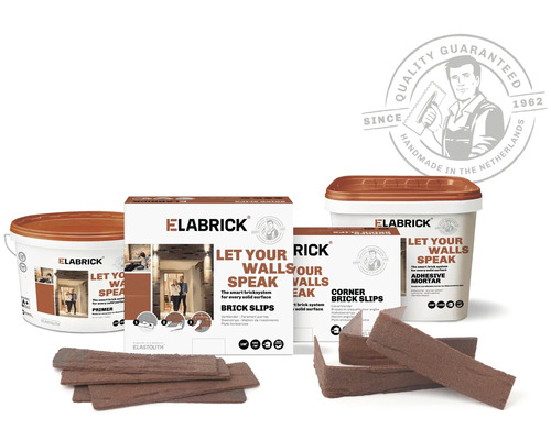 Sada obkladových pásků Elabrick s penetrací, lepicí maltou a rohovými obkladovými pásky