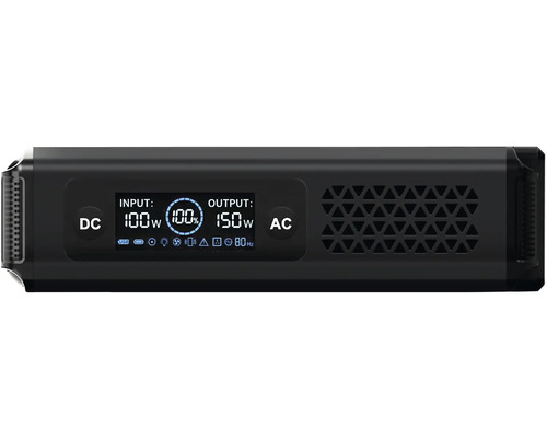 Černý generátor proudu s DC a AC připojením, zobrazení vstupu a výstupu