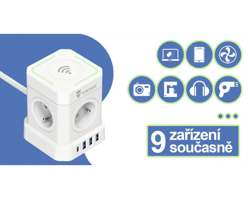 Krychlová napájecí lišta s USB porty