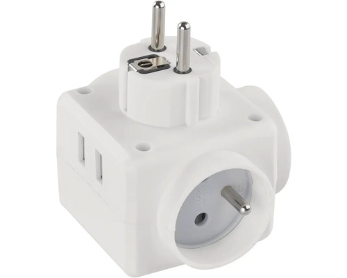 Adaptér zásuvky s ochranným kontaktem a USB porty