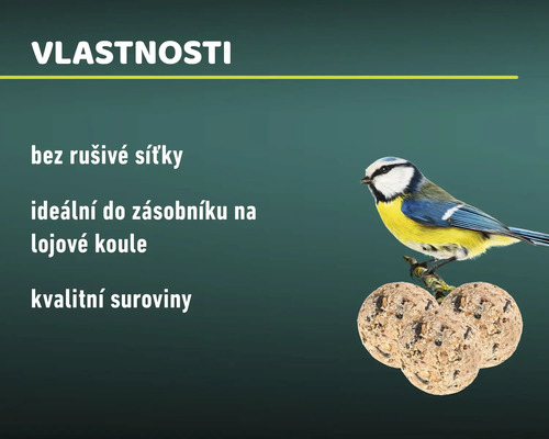 Vlastnosti krmiva pro ptáky bez rušivé sítě, ideální do zásobníku, kvalitní suroviny