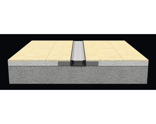 Řez podlahovou konstrukcí s odvodňovacím žlabem