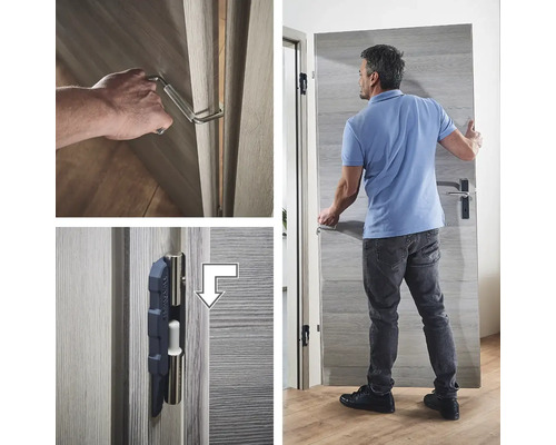 Instalace dveří pomocí montážního klíče a zvedáku dveří