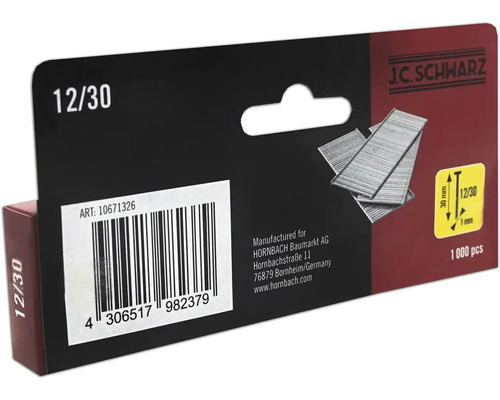 Sponky J.C. Schwarz 12/30, balení po 1000 kusech