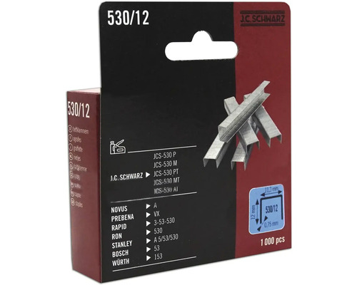 Sponky J.C. Schwarz typ 530/12, balení 1000 kusů