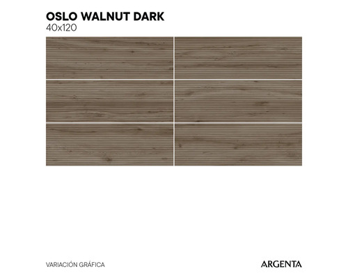 Tmavé obklady Oslo ořech, 40 krát 120 centimetrů, se vzhledem dřeva
