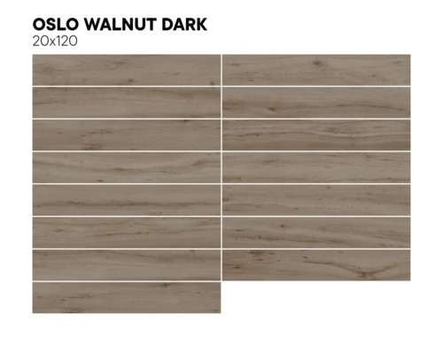 Dlaždice se vzhledem dřeva, Oslo Walnut Dark, 20x120 cm