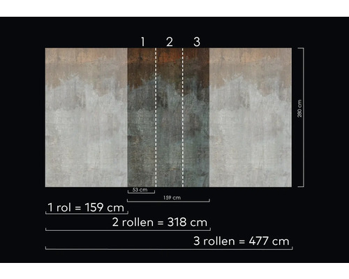 Vzor tapety s údaji o šířce a délce role