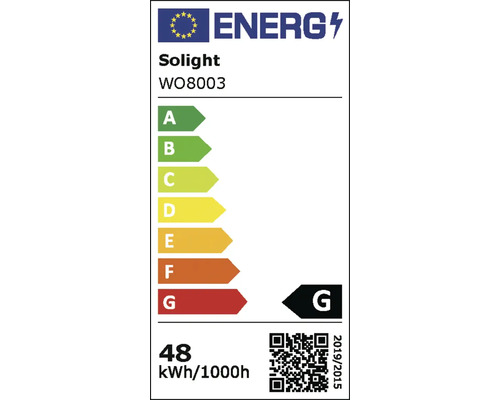 Energetický štítek Solight WO8003 s třídou energetické účinnosti G