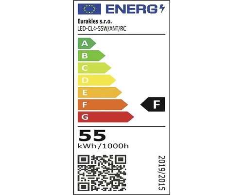 Energetický štítek LED-CL4-55W/ANT/RC od Eurakles s.r.o. s třídou energetické účinnosti F