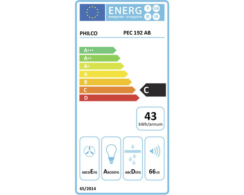 Energetický štítek pro PHILCO PEC 192 AB s třídou energetické účinnosti C