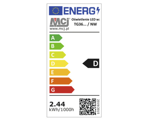 Energetický štítek pro LED osvětlení s třídou energetické účinnosti D