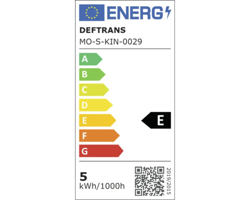 Energetický štítek pro svítidla s třídou energetické účinnosti E
