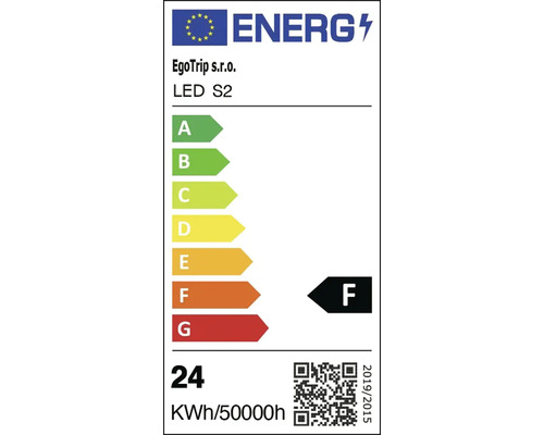Energetický štítek pro LED S2 s třídou energetické účinnosti F