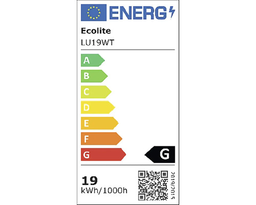 Energetický štítek Ecolite LU19WT s třídou energetické účinnosti G
