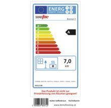 Energetický štítek pro kamna s třídou energetické účinnosti A a výkonem 7,0 kilowatt