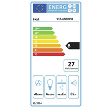 Energetický štítek PKM S13-60BBPH s třídou energetické účinnosti B, roční spotřebou energie 27 kilowatthodin a hlučností 65 decibelů