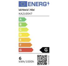 Energetický štítek pro nábytkový materiál třídy G, 6 kilowatthodin za 1000 hodin