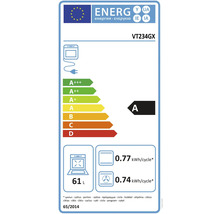 Energetický štítek VT234GX s třídou energetické účinnosti A, objemem 61 litrů a spotřebou energie 0,77 kWh na cyklus