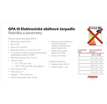 GPA III Elektronické oběhové čerpadlo: Nabídka a parametry, včetně třídy energetické účinnosti A a loga Ferro Group
