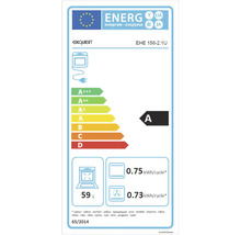 Energetický štítek Exquisit s třídou energetické účinnosti A, objemem 59 litrů a spotřebou energie 0,75 kilowatthodin na cyklus