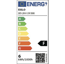 Evropský energetický štítek pro EGLO model 2835-L190-8-5.5 Watt-3000 Kelvin, energetická třída F, 6 kilowatthodin na 1000 hodin.
