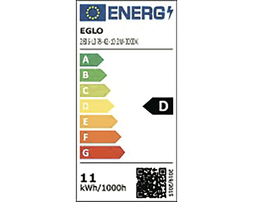 Evropský energetický štítek pro produkty Eglo, třída energetické účinnosti D, spotřeba energie 11 kilowatthodin na 1000 hodin.