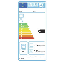 Energetický štítek EU pro troubu PKM EB7IX, třída energetické účinnosti A, objem trouby 64 litrů, spotřeba energie 0,66 až 0,82 kilowatthodin na cyklus.