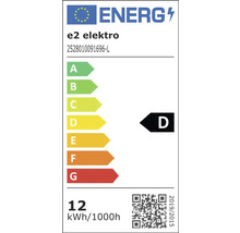 Evropský energetický štítek e2 elektro, třída energetické účinnosti D, spotřeba energie 12 kilowatthodin na 1000 hodin.
