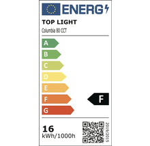 Energetický štítek EU pro Top Light Columbia 80 CCT, třída energetické účinnosti F, 16 kilowatthodin na 1000 hodin.