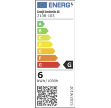 Energetický štítek EU pro Gnosjö Konstsmide AB 2108-103, energetická třída G, spotřeba 6 kilowatthodin na 1000 hodin.