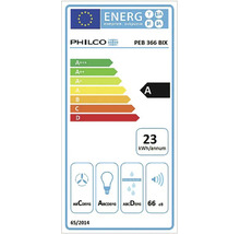 EU energetický štítek pro Philco PEB 366 BIX, energetická třída A, 23 kilowatthodin za rok, 66 decibelů.
