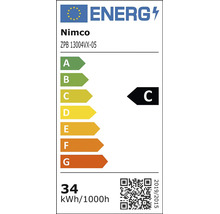 Energetický štítek Evropské unie pro Nimco ZPB 13004VX-05. Třída energetické účinnosti C. Spotřeba 34 kilowatthodin na 1000 hodin.