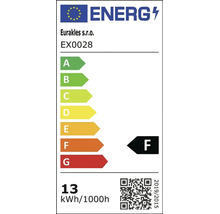 Energetický štítek EU Eurakles s.r.o. model EX0028, třída energetické účinnosti F, spotřeba 13 kilowatthodin na 1000 hodin.