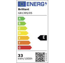 Energetický štítek pro Brilliant G81395/05, energetická třída E, spotřeba energie 33 kilowatthodin na 1000 hodin.