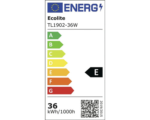 Energeticky stitek pro Ecolite TL1902-36W s tridou energeticke ucinnosti E a spotrebou 36 kilowatthodin na 1000 hodin
