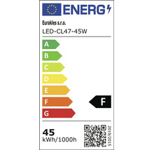 Energetický štítek EU pro LED žárovku Eurakles model LED CL47 45W s energetickou třídou F a spotřebou 45 kWh na 1000 hodin