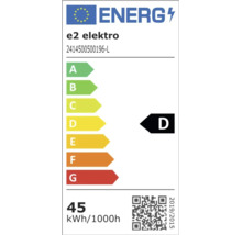 Energetický štítek EU třídy D pro produkt e2 elektro 2414500500196-L se spotřebou 45 kilowatthodin na 1000 hodin