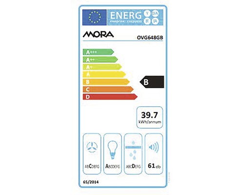 Energetický štítek MORA OVG648GB s třídou energetické účinnosti B