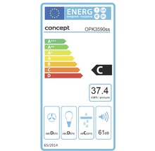 Energetický štítek pro Concept OPK3590ss s třídou energetické účinnosti C, roční spotřebou energie 37,4 kWh a hlučností 61 decibelů