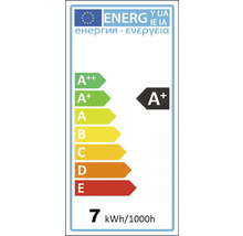 Energetický štítek A+ se spotřebou 7 kilowatthodin na 1000 hodin