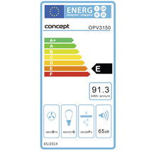 Energetický štítek pro odsavač par s třídou energetické účinnosti E
