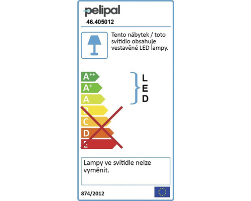 Energetický štítek pro svítidlo s vestavěnými LED, nelze vyměnit žárovky