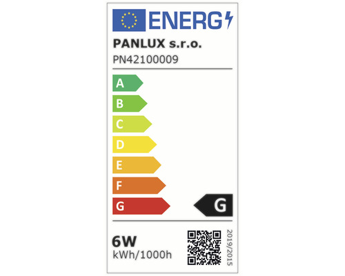 Energetický štítek s třídou energetické účinnosti G od společnosti PANLUX s.r.o.